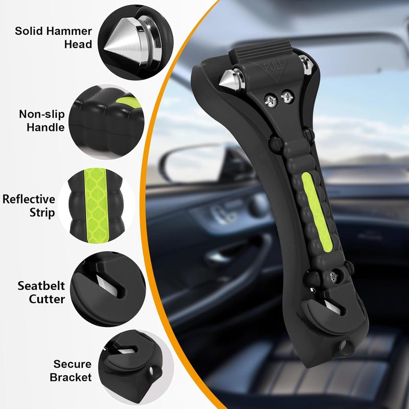 Yiader Store Window Breaker, 2-in-1 Emergency Escape Tool with Seatbelt Cutter, Car Safety Hammer for Family Rescue and Traffic Accident Emergency Escape - Image 1